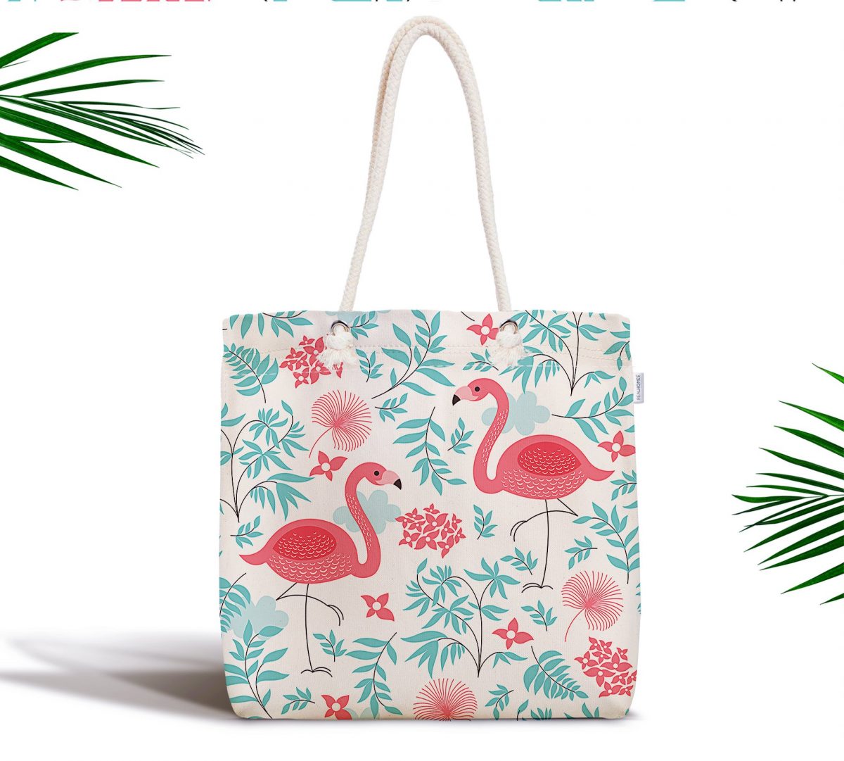 Modern Flamingo Desenli Dijital Baskılı Fermuarlı Kumaş Çanta Realhomes