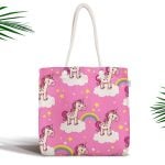 Gri Zeminli Kedicikler Dijital Baskılı Fermuarlı Kumaş Çanta Realhomes