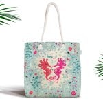 Çiçek Bahçesi Dijital Baskılı Fermuarlı Modern Kumaş Çanta Realhomes