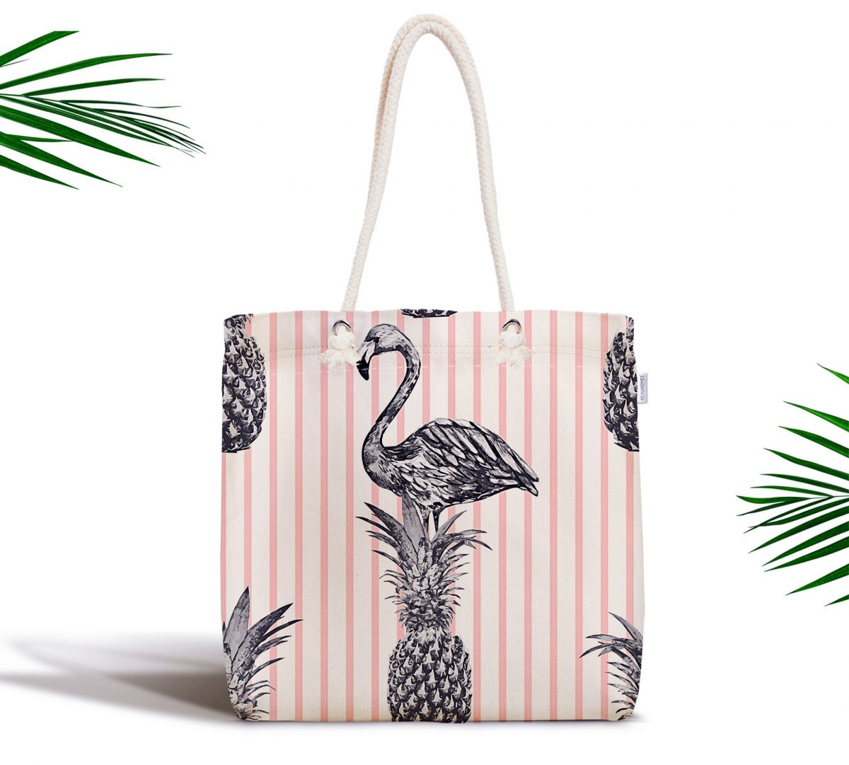 Flamingo Temalı Dijital Baskılı Fermuarlı Kumaş Çanta Realhomes