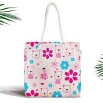 Renkli Tren Motifli Dijital Baskılı Fermuarlı Kumaş Çanta Realhomes