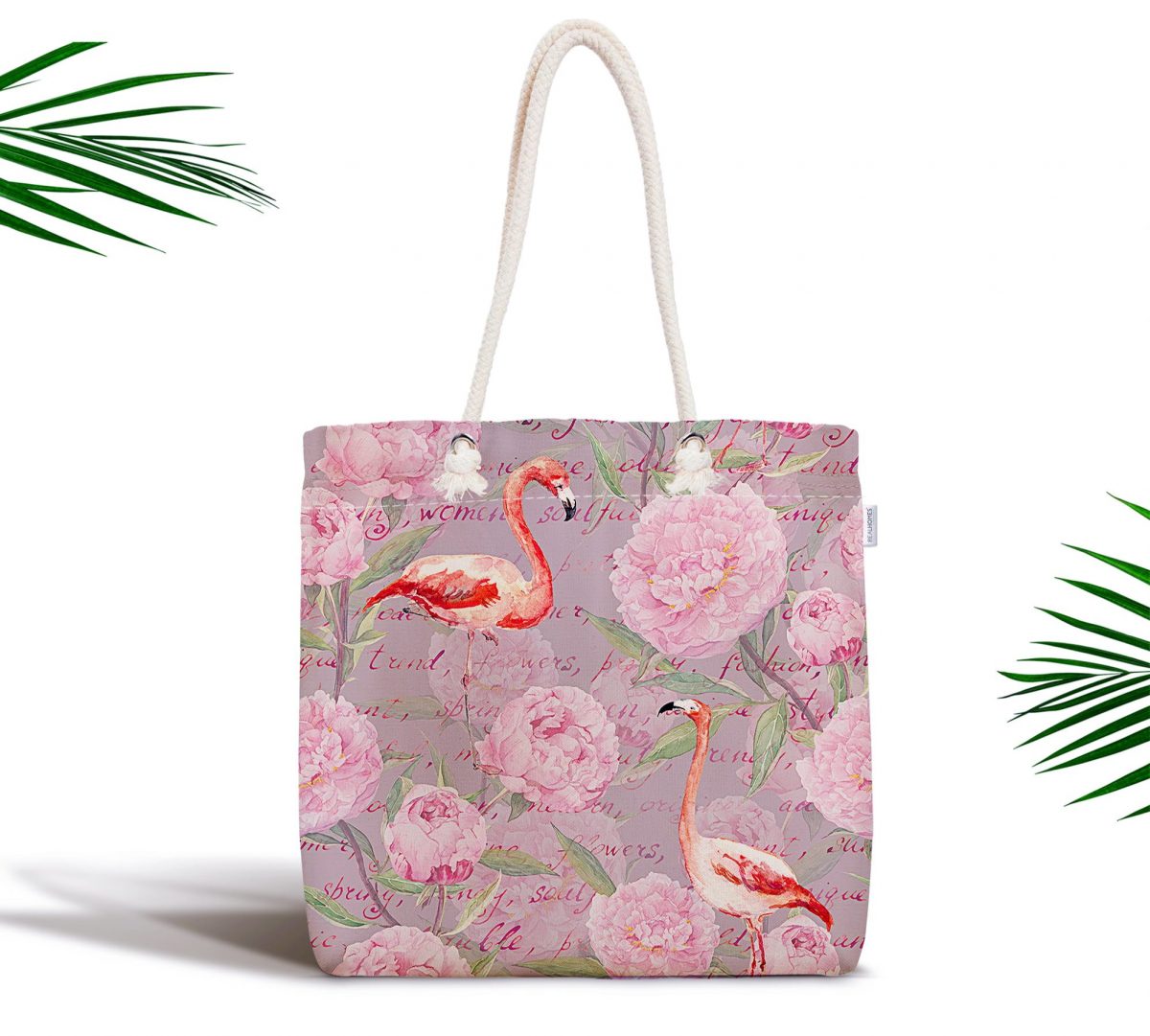 Flamingo Desenli Dijital Baskılı Fermuarlı Kumaş Çanta Realhomes