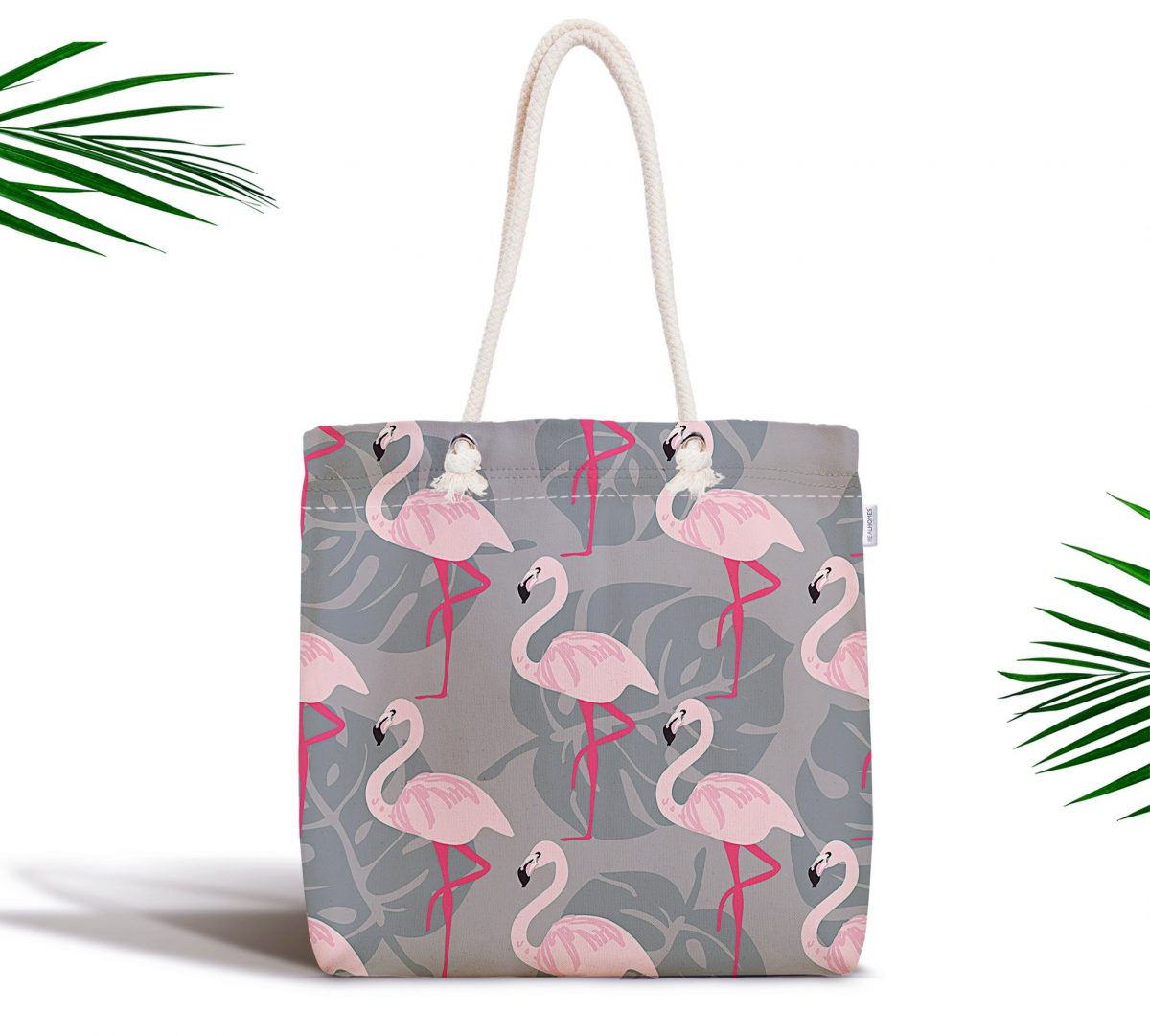 Flamingo Desenli Dijital Baskılı Fermuarlı Kumaş Çanta Realhomes