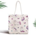 Gri Zeminli Kedicikler Dijital Baskılı Fermuarlı Kumaş Çanta Realhomes