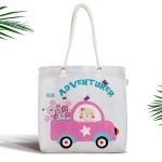 Gri Zeminde Flamingo Desenli Dijital Baskılı Fermuarlı Kumaş Çanta Realhomes