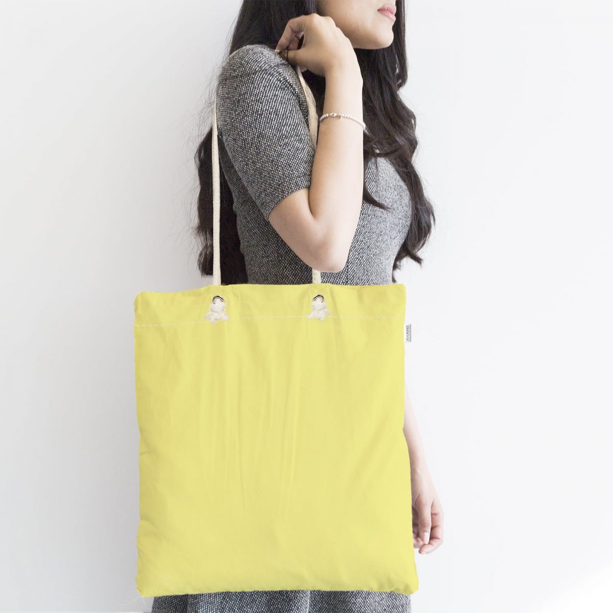 Sarı Renkli Dijital Baskılı Fermuarlı Modern Kumaş Çanta Realhomes