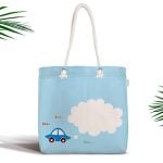 Pembe Zeminde Araba Dijital Baskılı Fermuarlı Modern Kumaş Çanta Realhomes