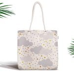 Pembe Bulutlar Dijital Baskılı Fermuarlı Modern Kumaş Çanta Realhomes