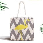 Geometrik Zeminde Flamingo Desenli Dijital Baskılı Fermuarlı Kumaş Çanta Realhomes