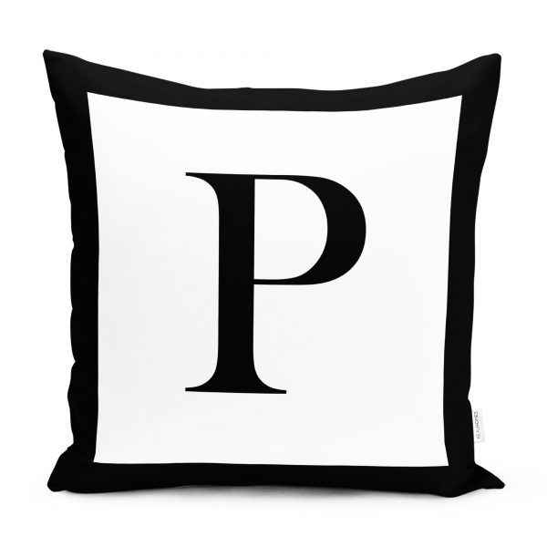 - p - Realhomes  RealHomes Siyah Beyaz V Harfli Yastık Kırlent Kılıfı Realhomes