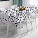 Siyah Zemin Ogea Desenli Dijital Baskılı Leke Tutmaz Masa Örtüsü Realhomes