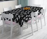 - realhomesMasa2029 - Realhomes Siyah Beyaz Kaktüs Baskılı Dekoratif Dertsiz Masa Örtüsü Realhomes