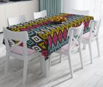 Renkli Geometrik Desenli Dijital Baskılı Leke Tutmaz Masa Örtüsü Realhomes