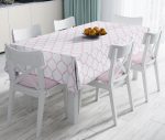 - realhomesMasa2275 - Realhomes  Pembe Renkli Ogea Desenli Dijital Baskılı Modern Leke Tutmaz Masa Örtüsü Realhomes