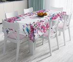 - realhomesMasa2374 - Realhomes  Şarmaşık Gül Desenli Kuş Motifli Dijital Baskılı Leke Tutmaz Masa Örtüsü Realhomes