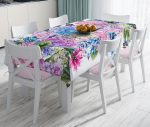 Lila Renk Salkım Zambak Desenli Dijital Baskılı Leke Tutmaz Masa Örtüsü Realhomes