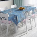 Yağlı Boya Yeşil Ağaç Motifleri Dijital Baskılı Leke Tutmaz Masa Örtüsü Realhomes