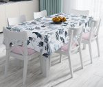 - realhomesMasa3040 - Realhomes  Beyaz Zeminli Geyik ve Yaprak Motifleri Dijital Baskılı Leke Tutmaz Masa Örtüsü Realhomes