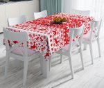 Kırmızı Beyaz Yılbaşı Geyikleri Dijital Baskılı Leke Tutmaz Masa Örtüsü Realhomes