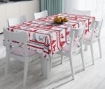 - realhomesMasa3063 - Realhomes  Geyik ve Çam Ağaçları Baskılı Dekoratif Leke Tutmaz Masa Örtüsü Realhomes