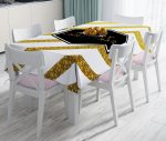 - realhomesMasa3065 - Realhomes  Altın Şeritli Merry Christmas Desenli Dekoratif Leke Tutmaz Masa Örtüsü Realhomes