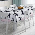 RealHomes Ekose Geyik Motifli Özel Tasarım Dijital Baskı Masa Örtüsü Realhomes