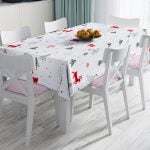 RealHomes Ekose Geyik Motifli Özel Tasarım Dijital Baskı Masa Örtüsü Realhomes