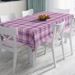 Gri Krem Ekose Desenli Dijital Baskılı Dekoratif Leke Tutmaz Masa Örtüsü Realhomes