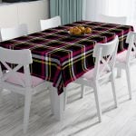 Siyah Beyaz Ekose Desenli Dekoratif Leke Tutmaz Masa Örtüsü Realhomes