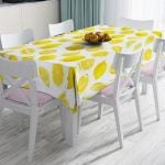 Beyaz Zeminde Limonlar Desenli Dijital Baskılı Leke Tutmaz Masa Örtüsü Realhomes