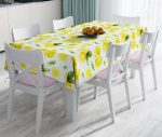 - realhomesMasa3095 - Realhomes  Beyaz Zeminde Limonlar Desenli Dijital Baskılı Leke Tutmaz Masa Örtüsü Realhomes