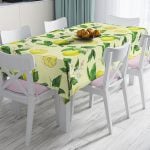 Beyaz Zeminde Limonlar Desenli Dijital Baskılı Leke Tutmaz Masa Örtüsü Realhomes