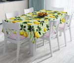 Yeşil Zeminli 3 Boyutlu Limon Desenli Dijital Baskılı Leke Tutmaz Masa Örtüsü Realhomes