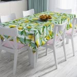 Limon Yaprakları Desenli Dijital Baskılı Leke Tutmaz Masa Örtüsü Realhomes