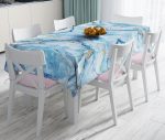 - realhomesMasa3129 - Realhomes  Mavi Renkli Mermer Desenli Dijital Baskılı Leke Tutmaz Masa Örtüsü Realhomes