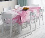 - realhomesMasa3133 - Realhomes  Pembe Beyaz Mermer Desenli Dijital Baskılı Leke Tutmaz Masa Örtüsü Realhomes