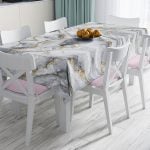 Modern Üçgen Mermer Desenli 3D Dijital Baskılı Leke Tutmaz Masa Örtüsü Realhomes