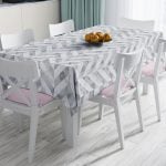 Mermer Zeminli Siyah Geometrik Desenli Modern Leke Tutmaz Masa Örtüsü Realhomes