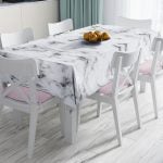 Vizon Renk Amazon Yaprakları Temalı Modern Leke Tutmaz Masa Örtüsü Realhomes