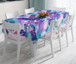 - realhomesMasa3160 - Realhomes  Mavi Zeminde Tropikal Objeler Modern Leke Tutmaz Masa Örtüsü Realhomes
