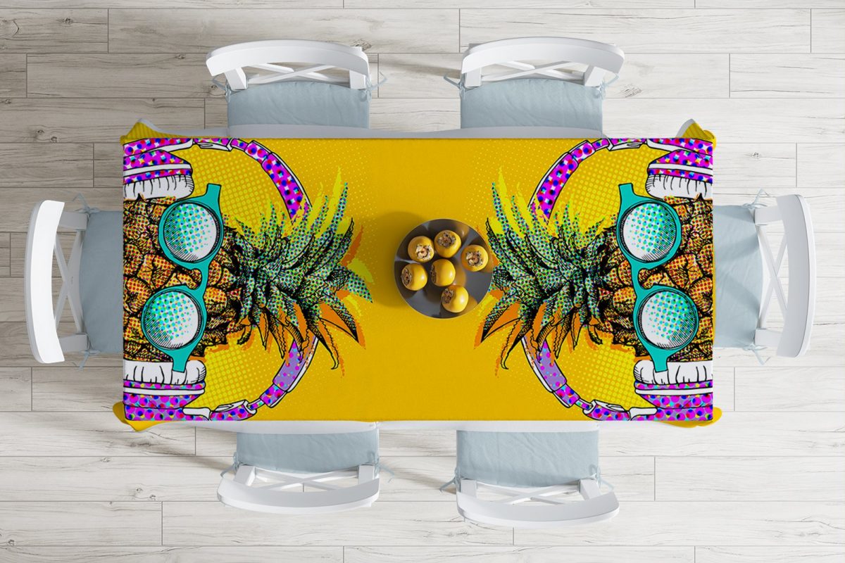 Summer Ananas Tasarımlı Dekoratif Leke Tutmaz Masa Örtüsü Realhomes