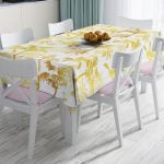 Geometrik Altın Renkte Desenler Modern Leke Tutmaz Masa Örtüsü Realhomes