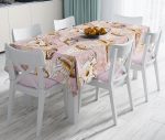 - realhomesMasa3199 - Realhomes  Pembe Zeminde Deniz Kabukları Modern Leke Tutmaz Masa Örtüsü Realhomes