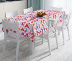 - realhomesMasa3203 - Realhomes Geometrik Desenli Renkli Zeminli Modern Leke Tutmaz Masa Örtüsü Realhomes