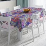 Pudra Zeminli Geometrik Palmiye Yaprakları Modern Leke Tutmaz Masa Örtüsü Realhomes