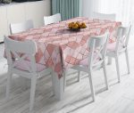 - realhomesMasa3212 - Realhomes  Pudra Renkli Üçgen Zeminli Modern Leke Tutmaz Masa Örtüsü Realhomes