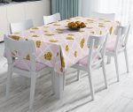 - realhomesMasa3213 - Realhomes  Damalı Pudra Renkli Altın Kalpler Özel Tasarım Leke Tutmaz Masa Örtüsü Realhomes