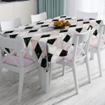 Pembe Zigzag Desenli Altın Detaylı Modern Leke Tutmaz Masa Örtüsü Realhomes