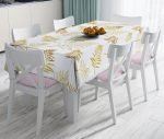 - realhomesMasa3230 - Realhomes  Altın Detaylı 3D Yaprak Desenli Modern Leke Tutmaz Masa Örtüsü Realhomes