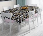 - realhomesMasa3239 - Realhomes  Leopar Desenli Altın Detaylı Özel Tasarım Modern Leke Tutmaz Masa Örtüsü Realhomes